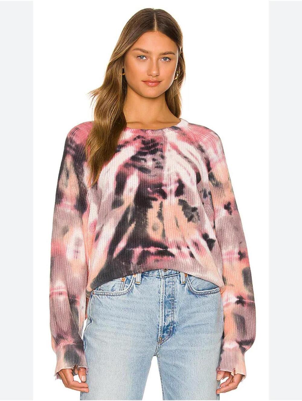 Young Fabulous & Broke Demi Women’s Sweater M Sparrow Soundwave Tie Dye Y2K